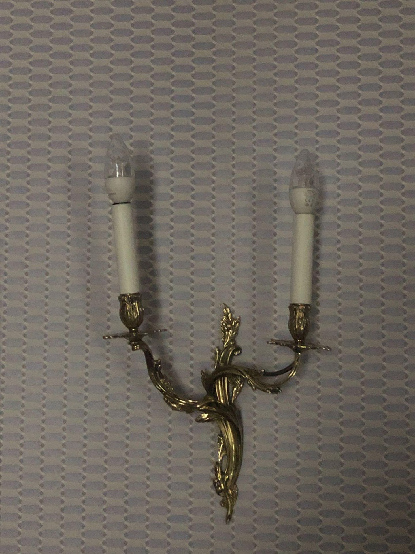 Pair Of Louis XV Style Wall Appliques In Gilt Bronze With Two Candles Agrafe Decor On Which Are