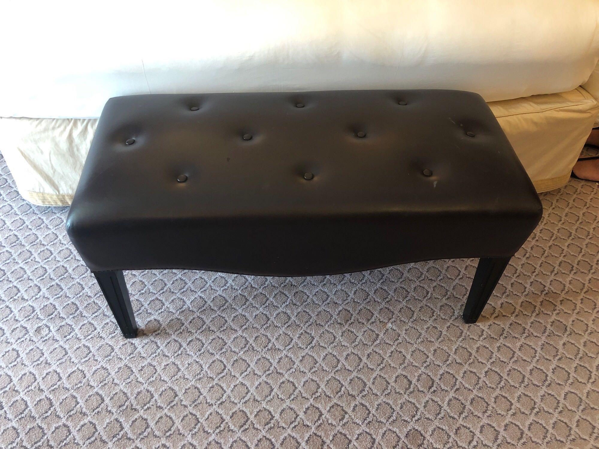 Tufted Leather Bench With Scrolled Apron 100 x 46 x 47cm (Room 515)