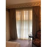 A Pair Of Silk Drapes And Jabots Champagne And Gold 260 x 230cm (Room 510)