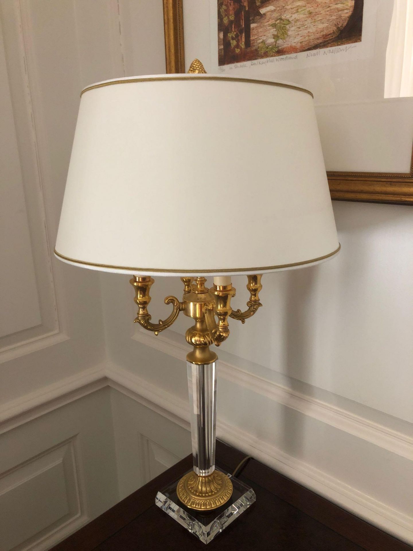 Laudarte Crystal Table Lamps Inserts And Decorations In 24ct Gold With Shade 95cm Tall (Room 503 /