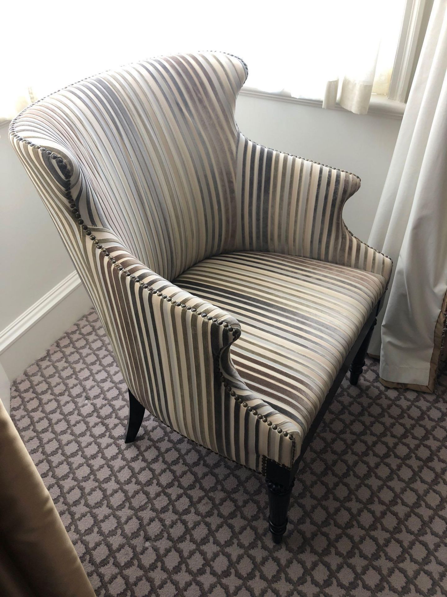 Accent Chair In Upholstered Striped Fabric 65 x 49 x 84cm (Room 501/502) - Image 2 of 3