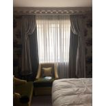 A Pair Of Silk Drapes And Jabots Champagne And Green 265 x 225cm (Room 530)