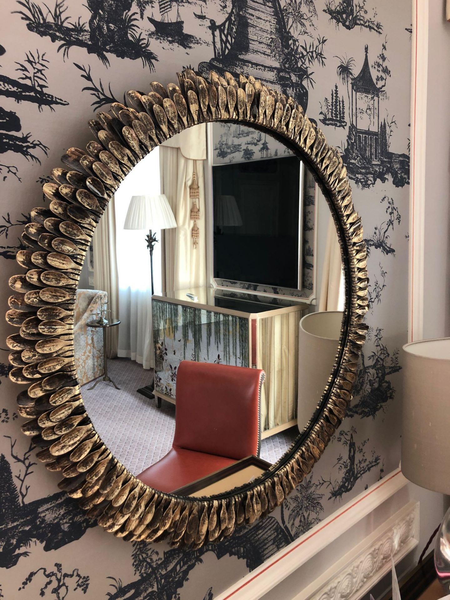 A Bronzed Accent Mirror Petal Design Frame 68cm (Room 517/8)