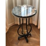 A Regency Style Marble-Top Metal Bouillotte Table Having A Bronze Framed Marble Top Supported By