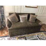 Classic Upholstered Three Seater Sofa In Light Brown Fabric Complete With Scatter Cushions 230 x