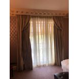 A Pair Of Silk Drapes And Jabots In Gold And Brown 260 x 225cm (Room 515)