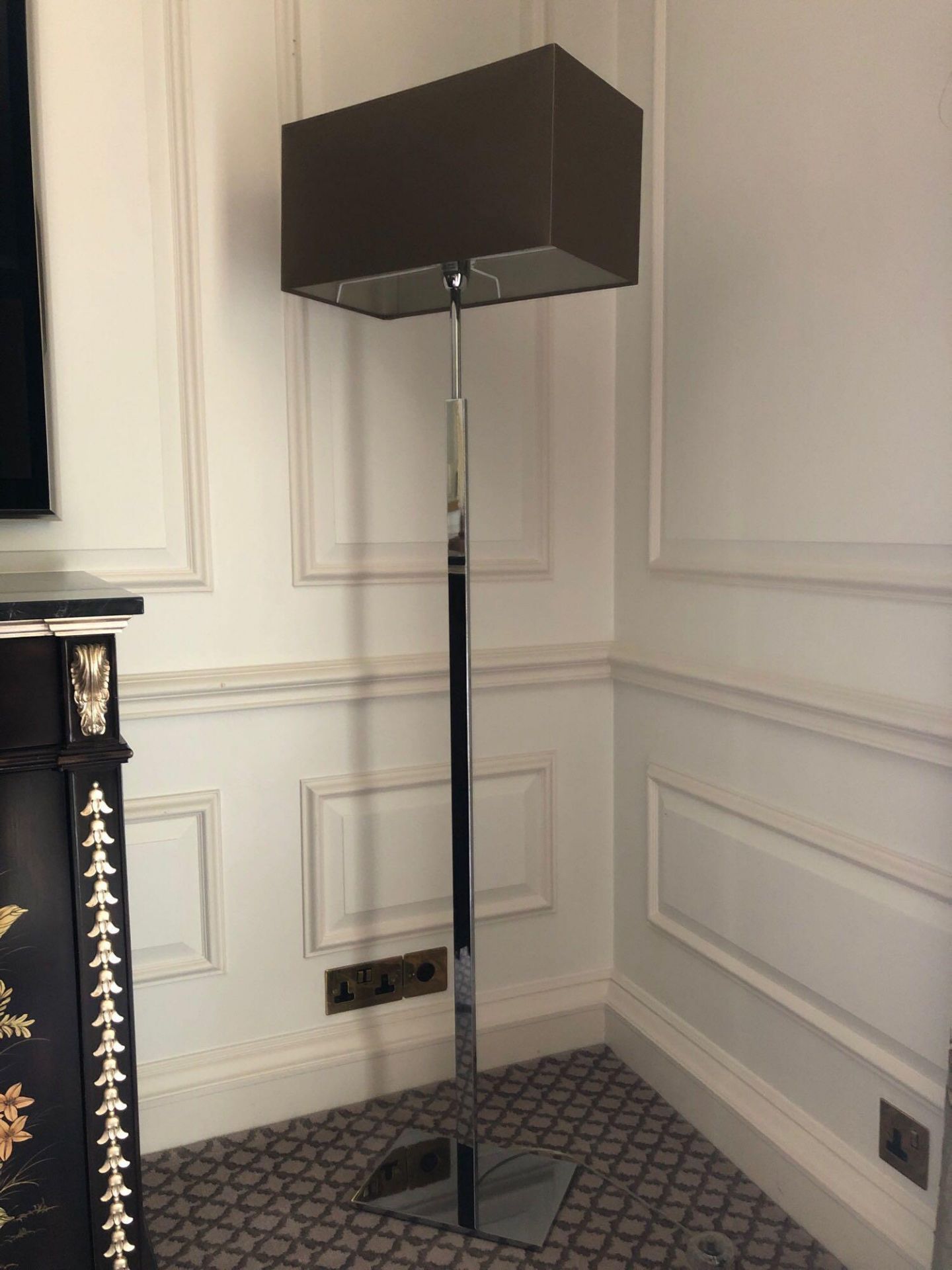 Heathfield And Co Dakota Contemporary Floor Lamp Chrome Complete With Shade 158cm (Room 505)
