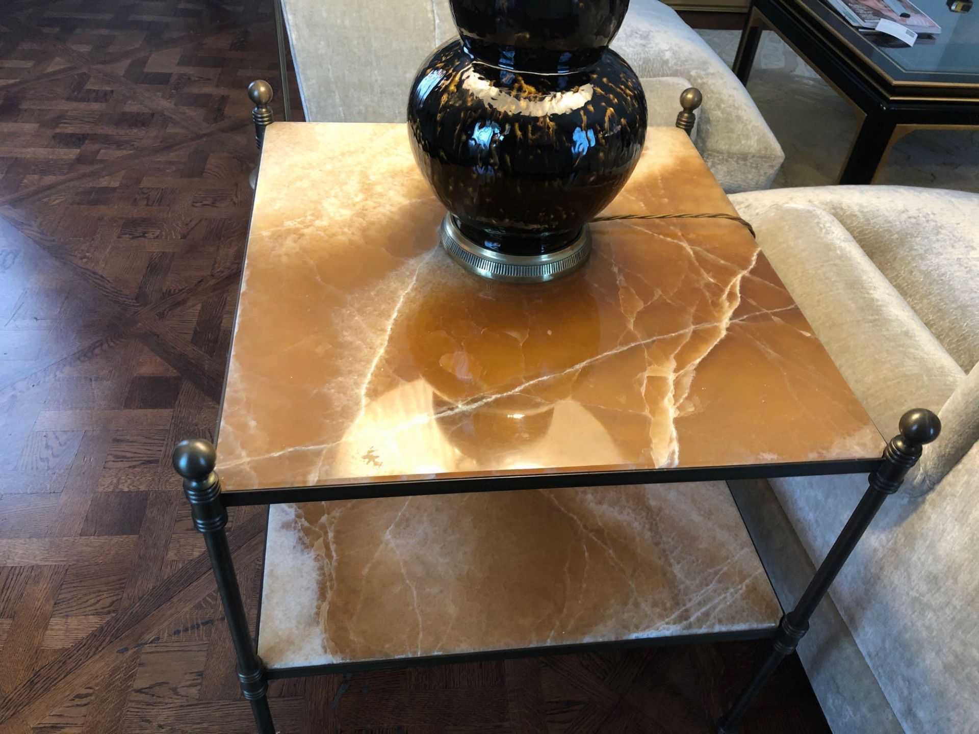 A Marble And Bronze Two Tier Side Table On Cast Frame 50 x 70 x 63cm (Room 517/8) - Bild 2 aus 2