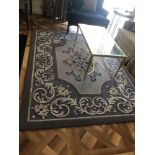 Custom Made Luxury Rug In Blue Grey And Cream Hand Tufted Area Rug Wool / Botanical Silk Made In