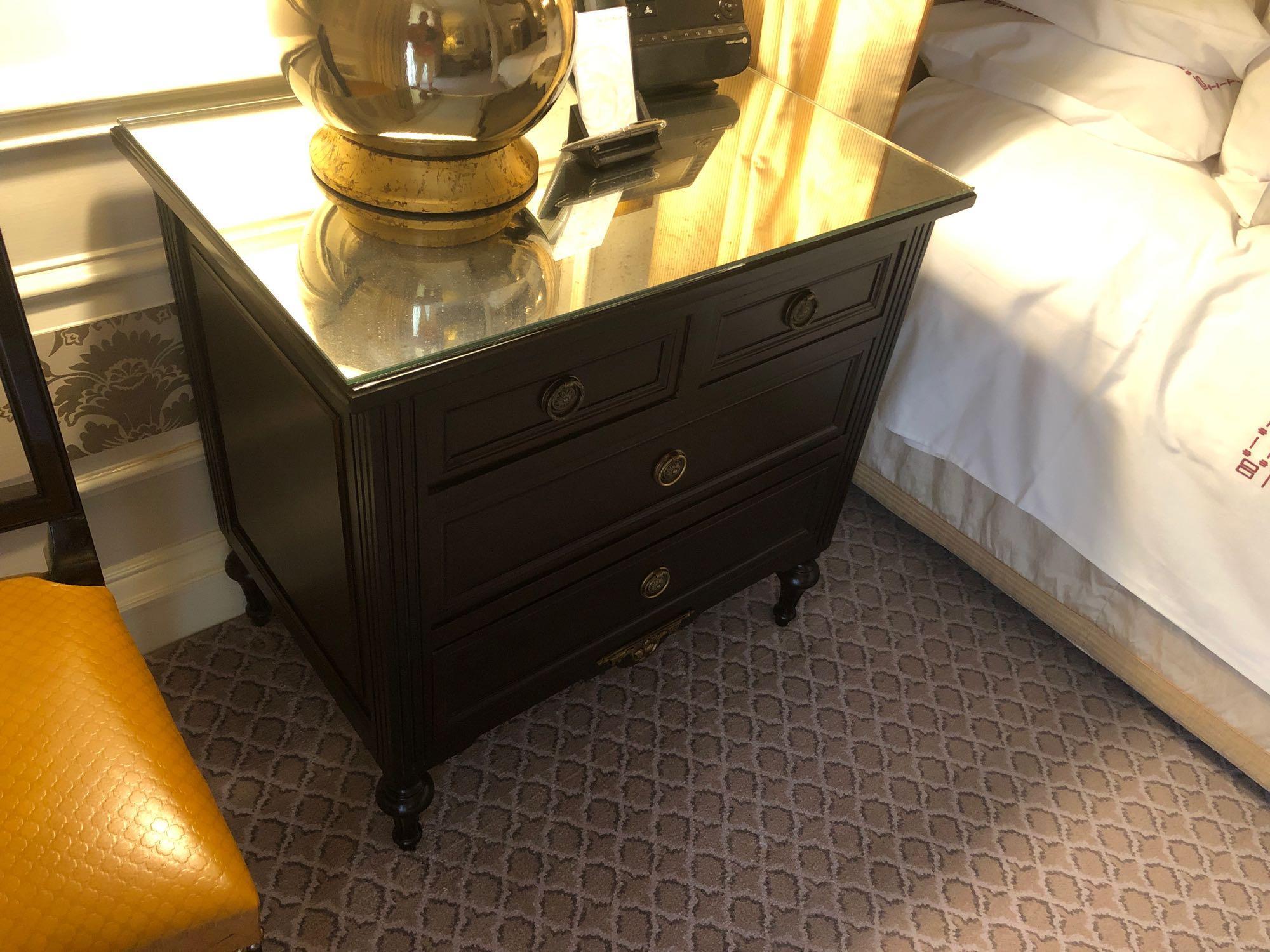 A Pair Four Drawer Mirrored Top Commode Chests Raised By Four Block Feet With A Square Carved - Image 2 of 2