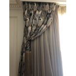 A Pair Of Silk Drapes And Jabots In Gold With Crystal Trim 250 x 300cm (Room 503 / 4)