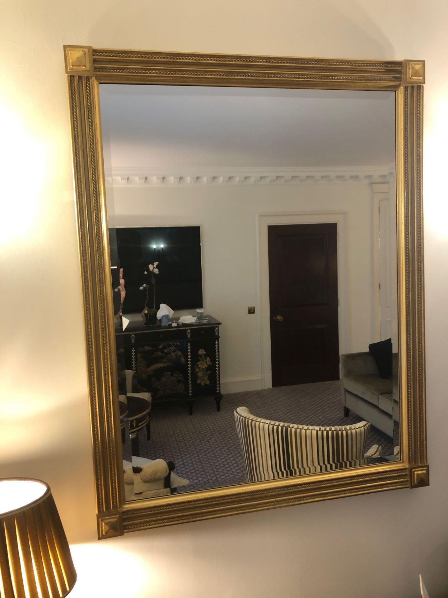 Rectangular Bevelled Empire Style Mirror With Painted Gold Frame 80 x 107cm (Room 505)