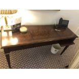 A Burr Mahogany Writing Desk / Dressing Table Fitted With Two Small Side Drawers The Central Panel