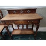 A Victorian Oak Stained Hall Table Â Raised Carved Moulded Back Above A Beautifully Figured Top With