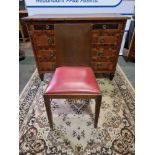 A Set Of 5 x Restaurant Leather Dining Chair Upholstered Red Leather Seat Pad on Solid Timber