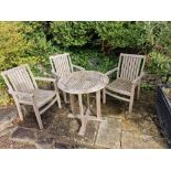 Woodberry Teak Or Robinia Wood Garden Table Complete With 3 x Dining Armchairs Table Dimensions 75 x