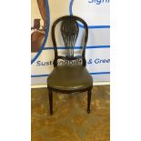 Georgian Style Leather Side Chair The Black Frame With Backs With Carved Balloon Motif And Pierced