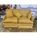 A Classic Style Two Seater Upholstered In Yellow Gold Sofa Feather Pad Cushions With Dress Makers