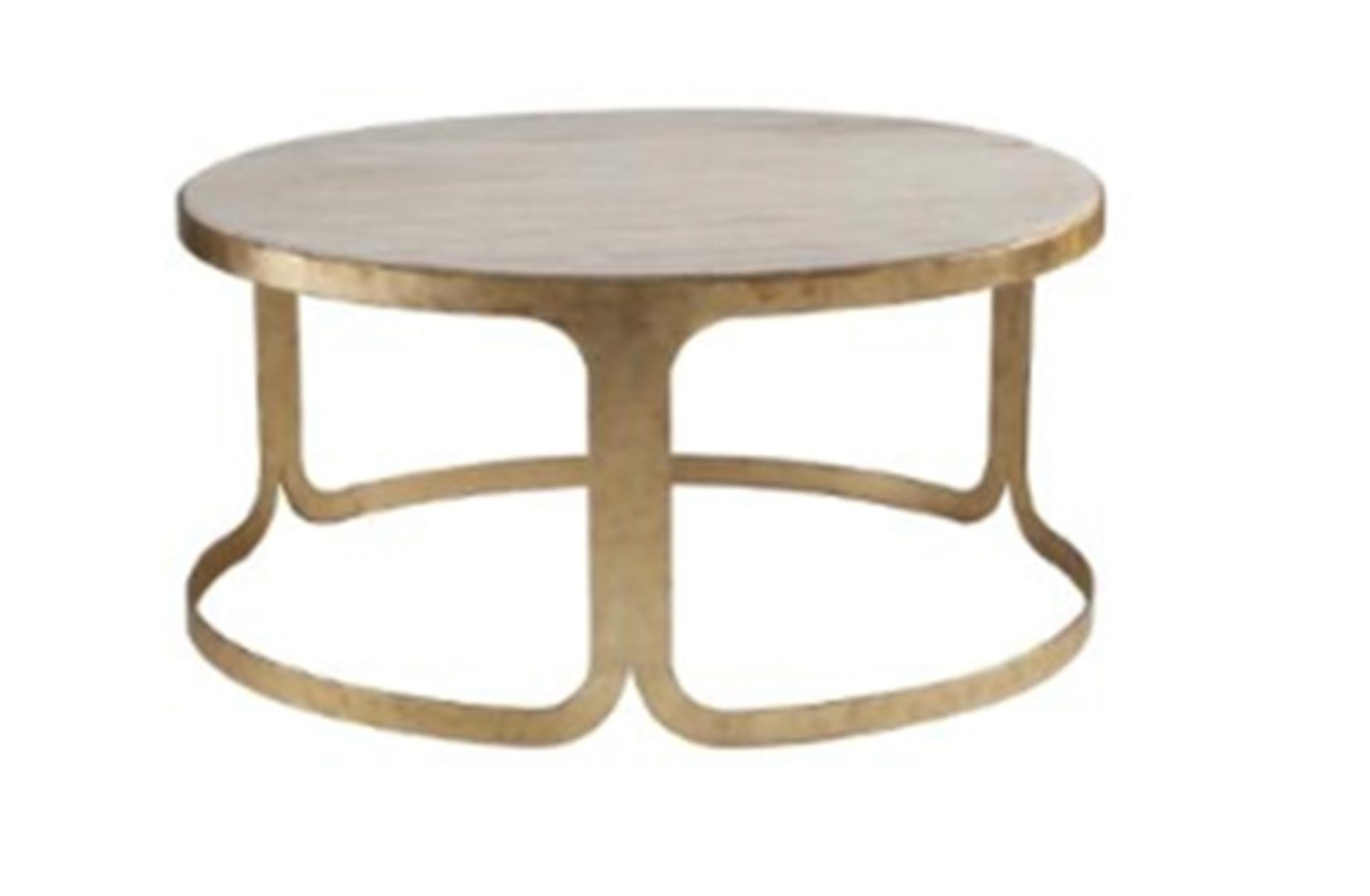 Luxor Travertine Coffee Table- With Its Solid Travertine Top And Gilt Leafed Metal Frame This