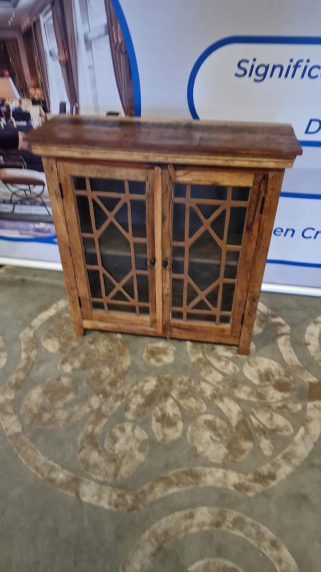 Handcrafted Two Door Glazed Cabinet This Is A Beautiful Carved Cabinet That Has Been Handcrafted