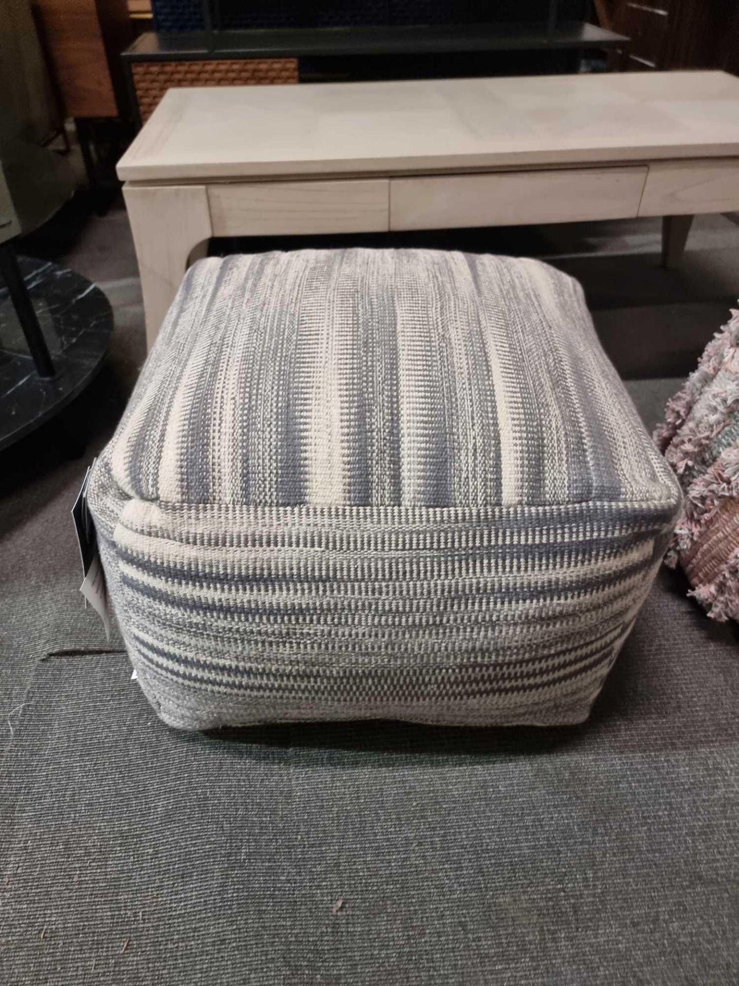 Tivoli Pouffe In Grey Beautifully Detailed And Textured, Add Some Character And Warmth To Your