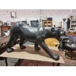 Huge Leather Black Panther A Stunning Quality 20th Century Leather Black Panther In Lovely Worn