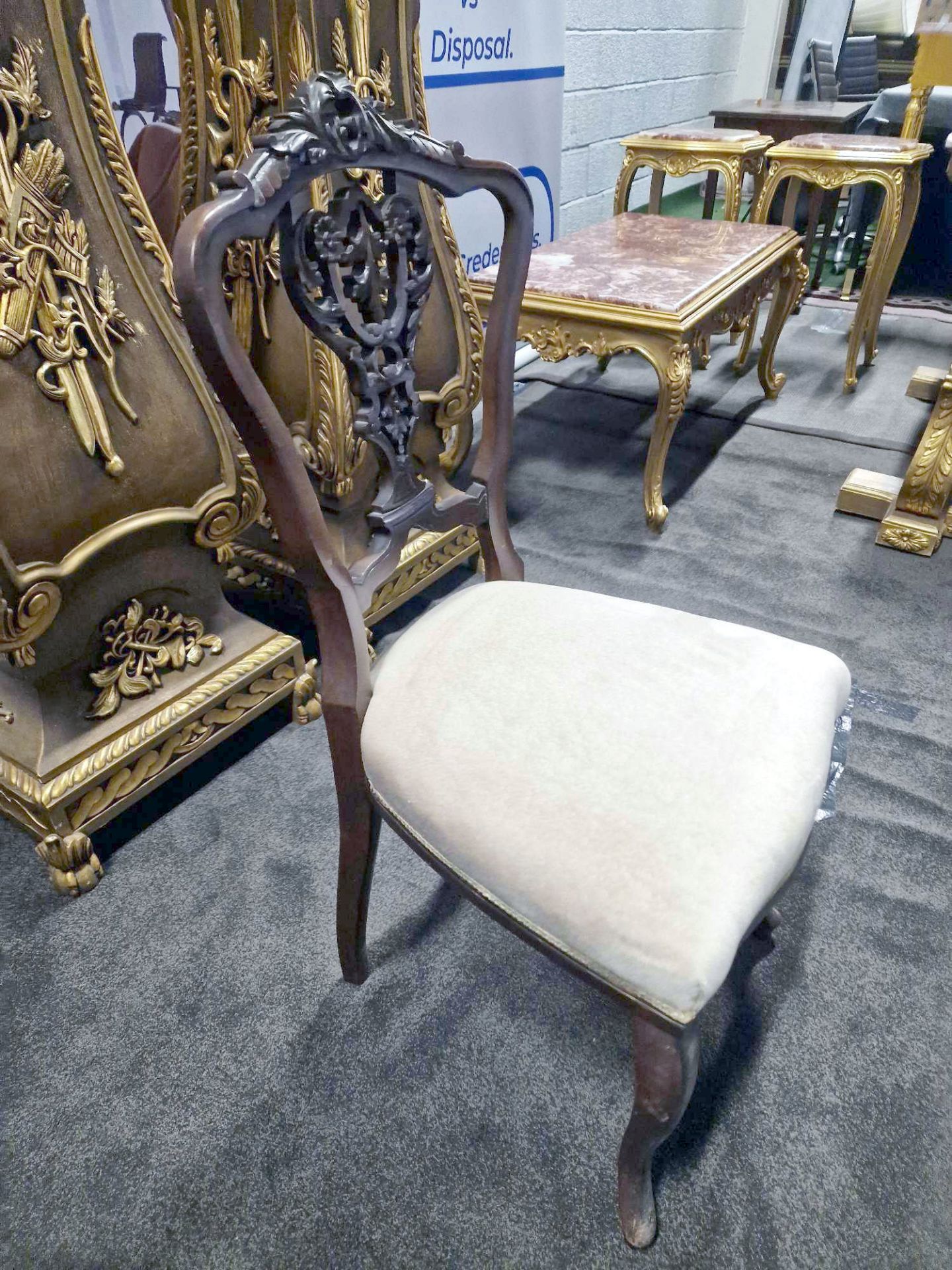 An Elegant Set of 4 Victorian Dining Chairs Elaborately Carved Top Rail And Shield Backs The Seats - Image 13 of 17