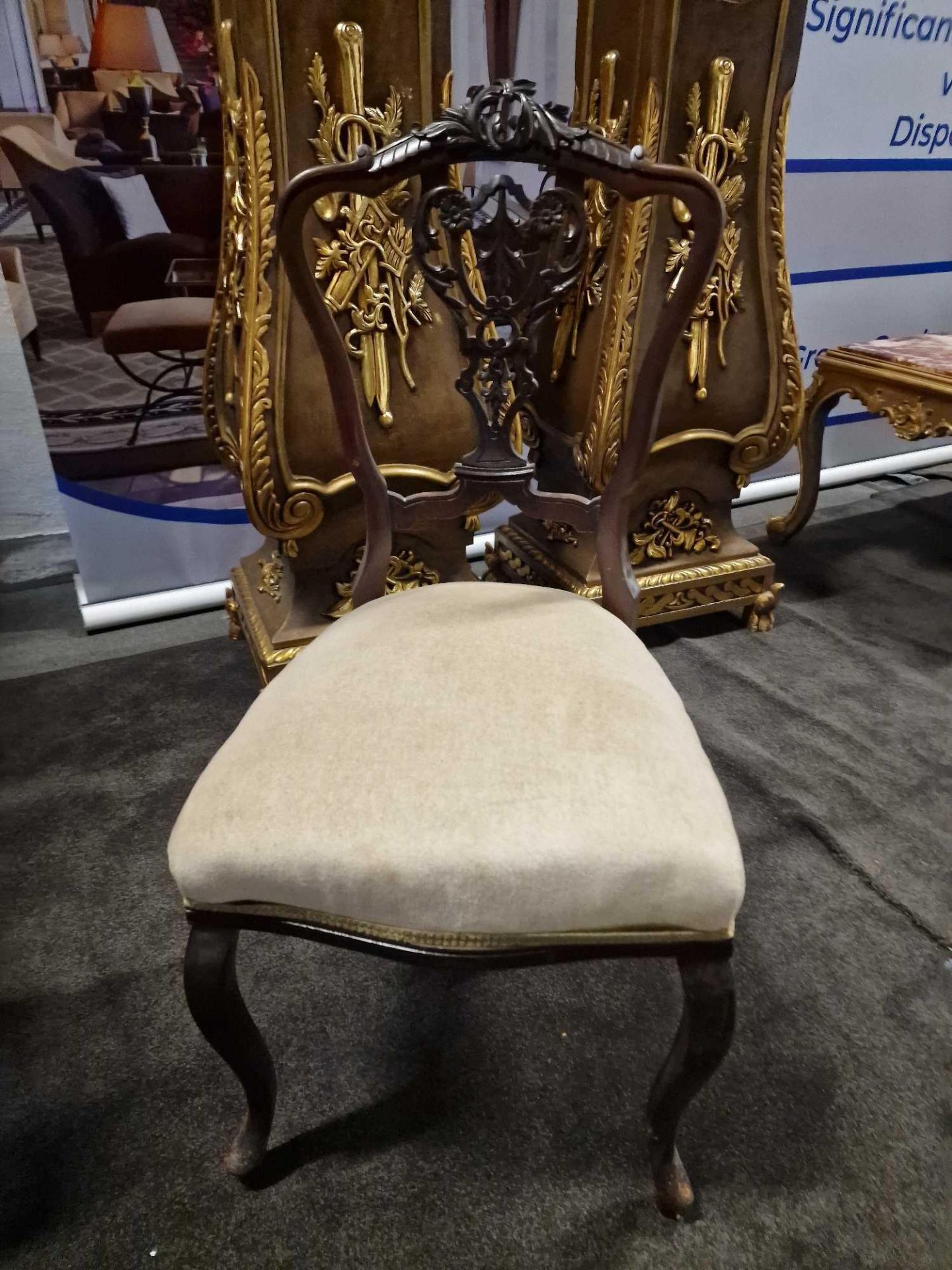 An Elegant Set of 4 Victorian Dining Chairs Elaborately Carved Top Rail And Shield Backs The Seats - Image 8 of 17