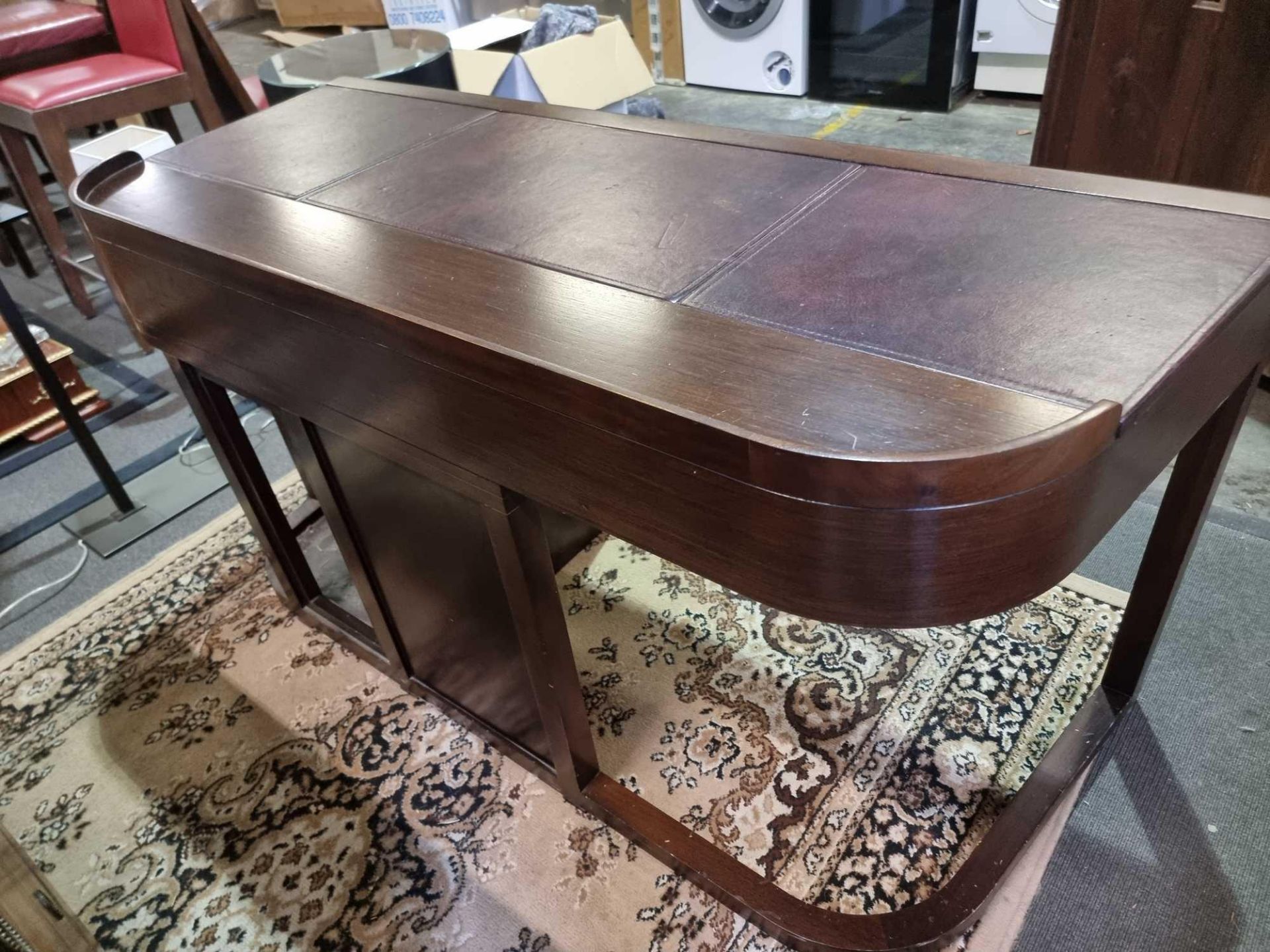 David Salmon Writing Desk The Shaped Top With Inlay Writing Surface Above Three Drawers And An Under - Bild 6 aus 7