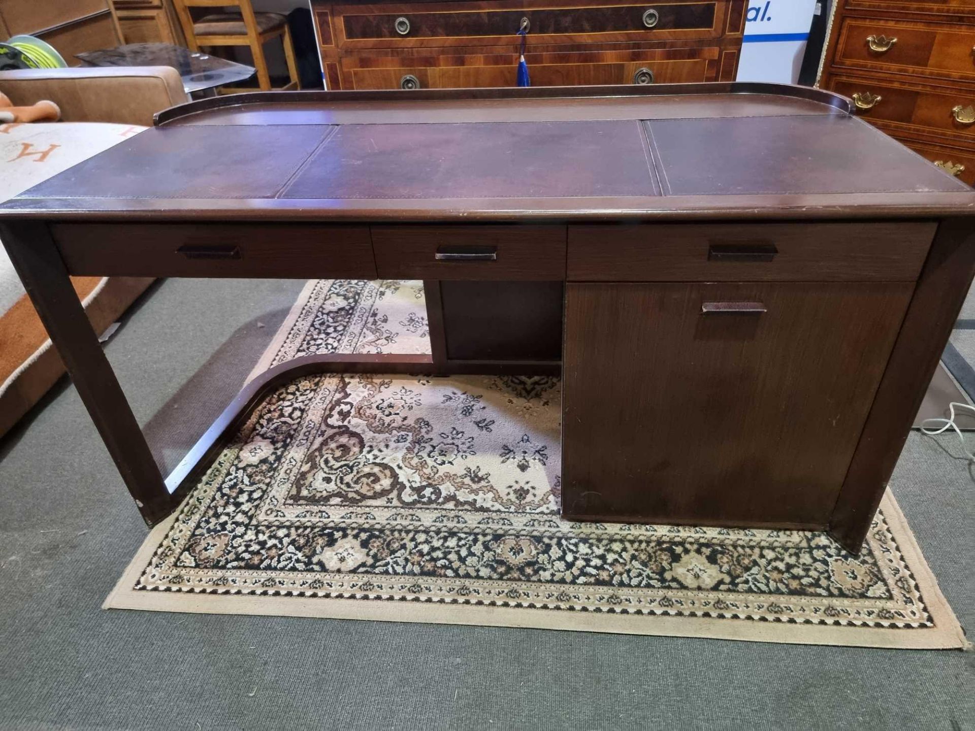 David Salmon Writing Desk The Shaped Top With Inlay Writing Surface Above Three Drawers And An Under