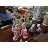A Collection Of Various Ceramic Decorative Figurines As Photographed Some With Impressed Marks To