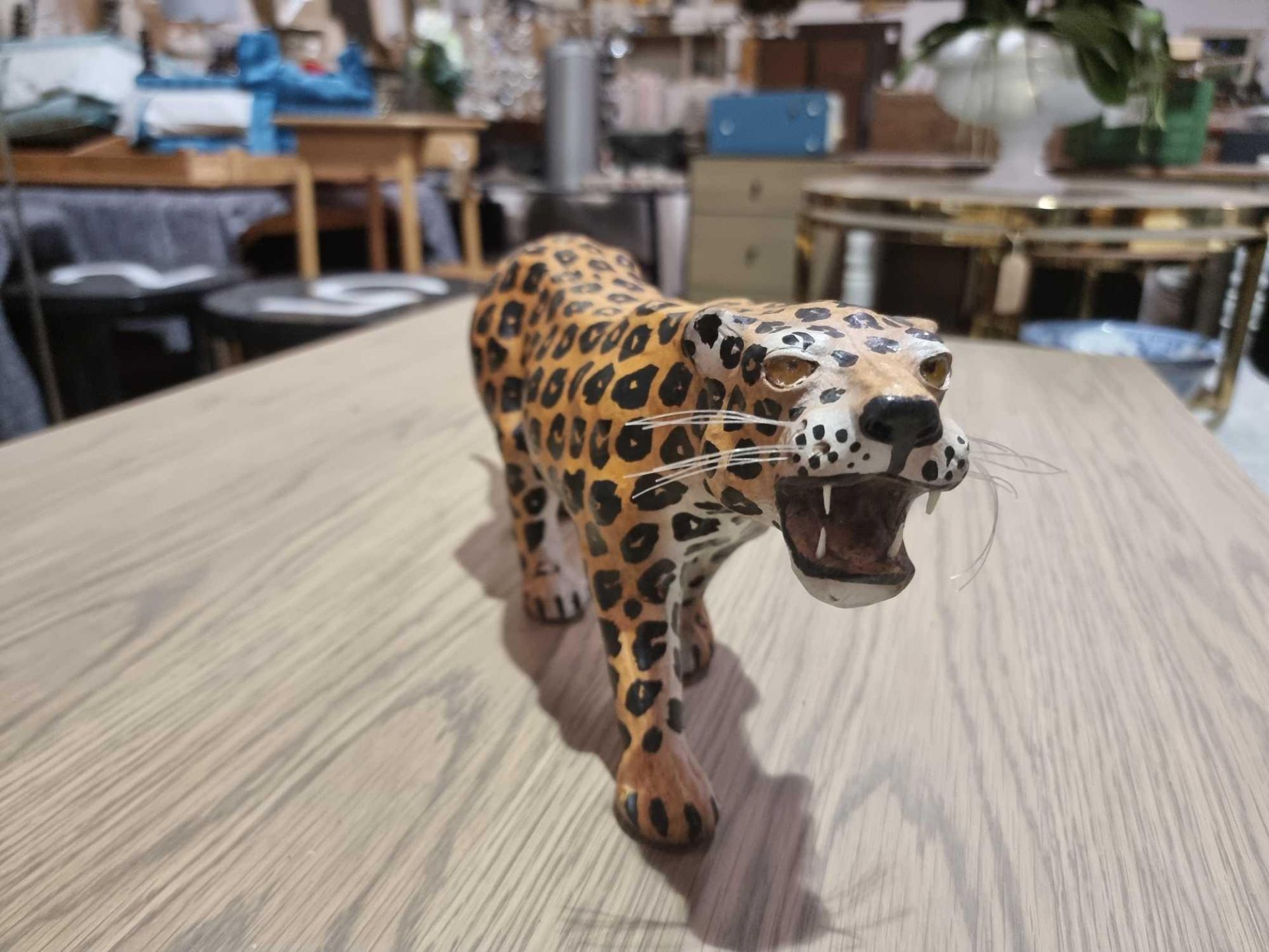 Leather Wrapped Spotted Leopard With Glass Eyes Leopard Has Glass Eyes And Is Hand Made With A Layer
