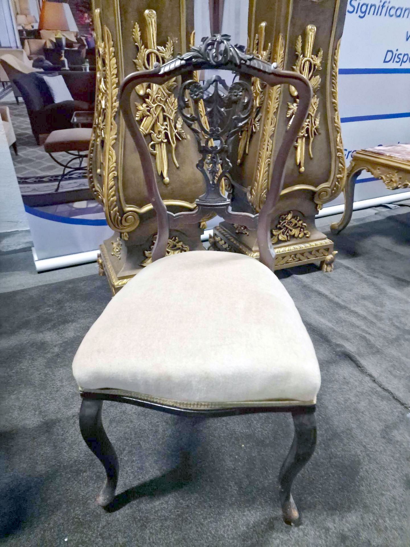An Elegant Set of 4 Victorian Dining Chairs Elaborately Carved Top Rail And Shield Backs The Seats - Image 9 of 17