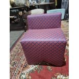 A Contemporary Geometric Bedroom or Dressing Stool With Backrest Upholstered In A Sheen Mauve And