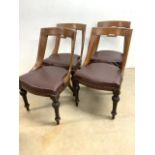 French Empire Gondola Chairs Set Of  5 Beautifully Carved Leather Seated Dining Chairs With Brass