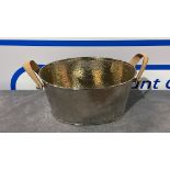 Culinary Concepts Nickel Plate Hammered Double Champagned Bath With Leather Strap Handles 38cm (