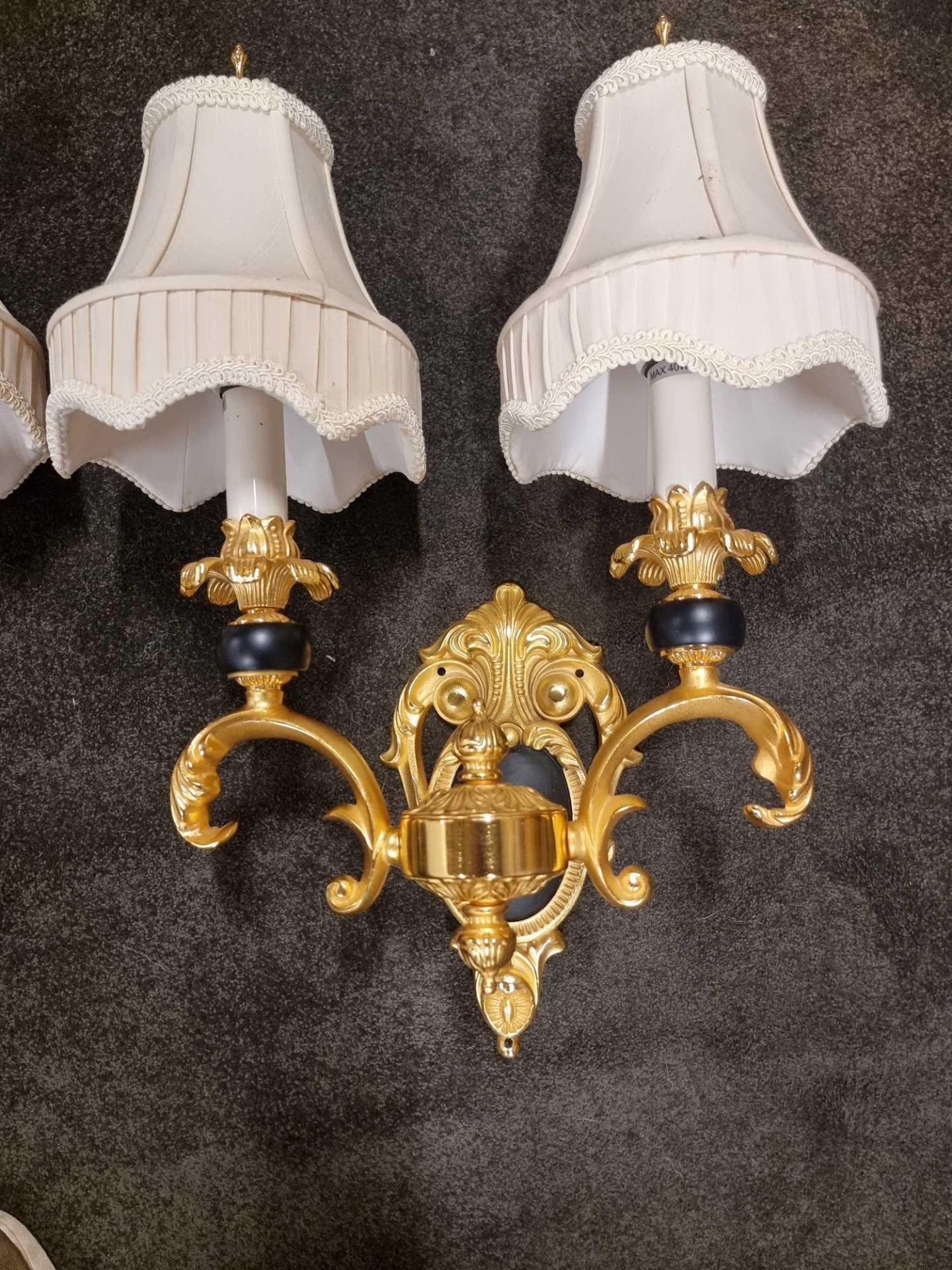 A Very Elegant Pair Of French Louis XVI Style Cobalt Blue And Ormolu Electrified Wall Lamps The - Image 2 of 18
