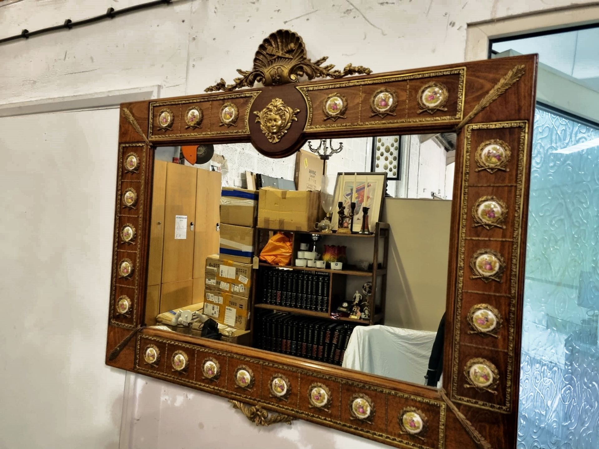 French Empire Style Mahogany Overmantel Mirror The Rectangular Plate Surmounted By A Ornate - Image 7 of 12