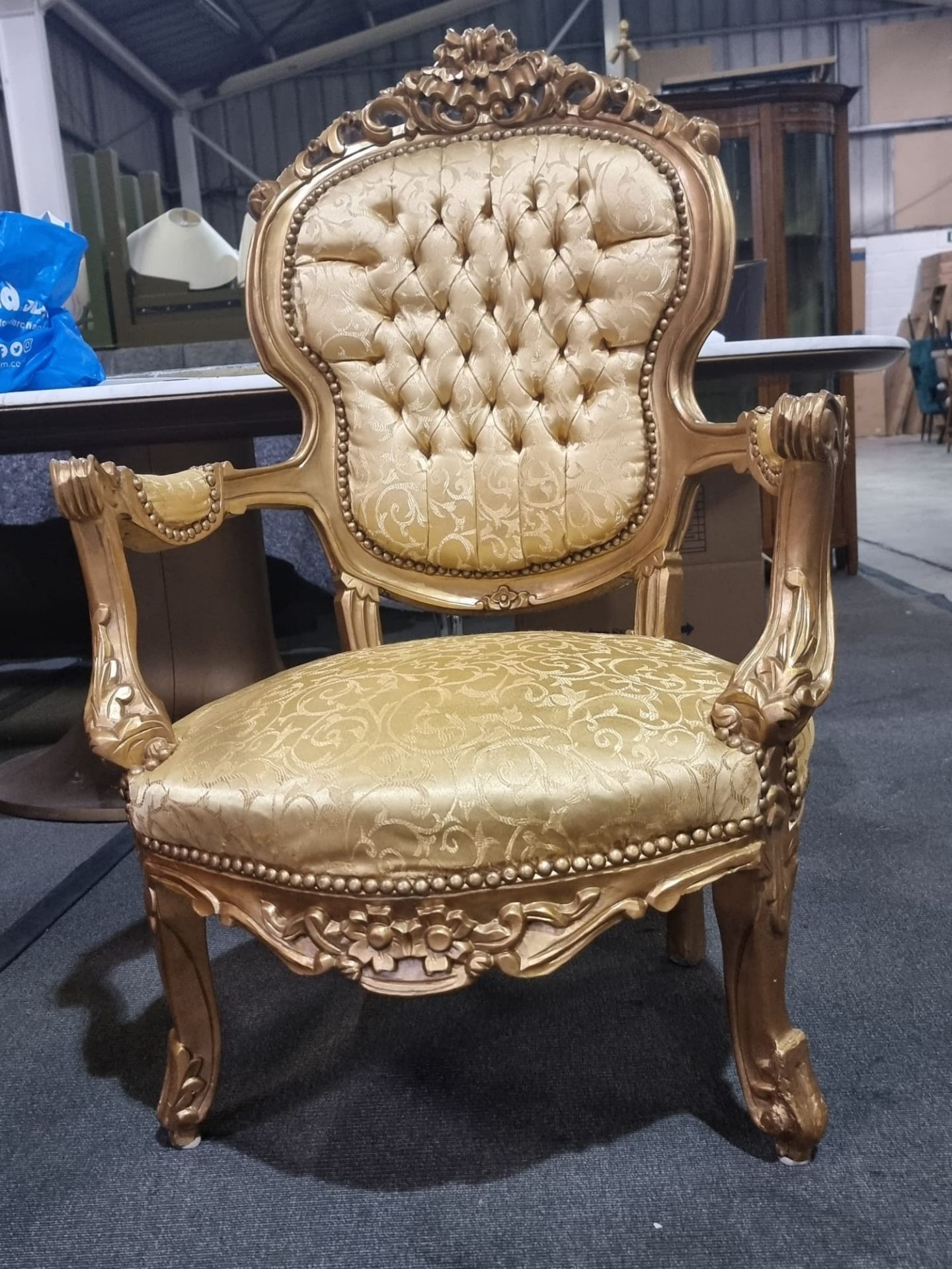 A Pair Of French Style Gilt Wood Framed Open Armchairs, Each With Moulded Show Wood Frame, The - Image 11 of 11