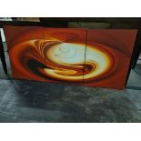 Red, Orange And White Swirl Abstract Art 3 Pieces Making One Piece 150 X 70cm