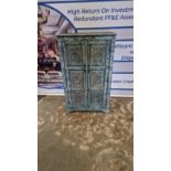 Handcrafted Two Door Distressed Painted Cabinet This Is A Beautiful Carved Cabinet That Has Been