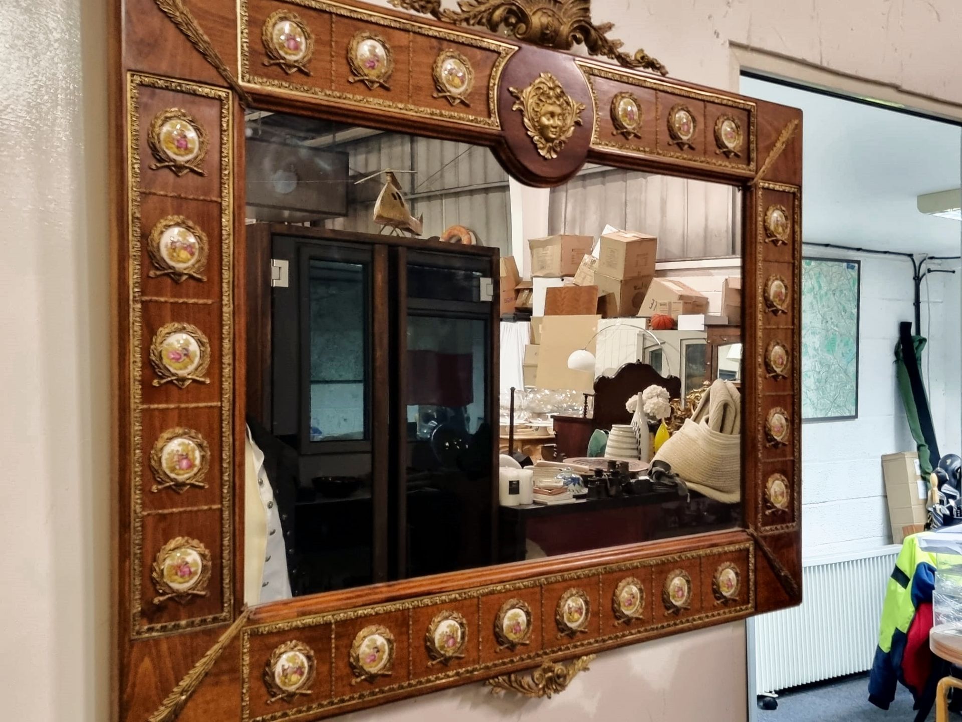 French Empire Style Mahogany Overmantel Mirror The Rectangular Plate Surmounted By A Ornate - Image 8 of 12