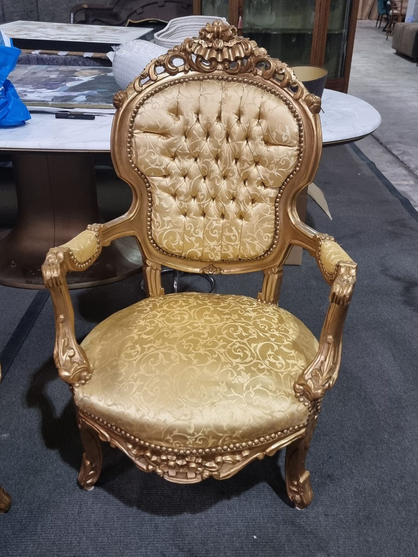 A Pair Of French Style Gilt Wood Framed Open Armchairs, Each With Moulded Show Wood Frame, The - Image 8 of 11