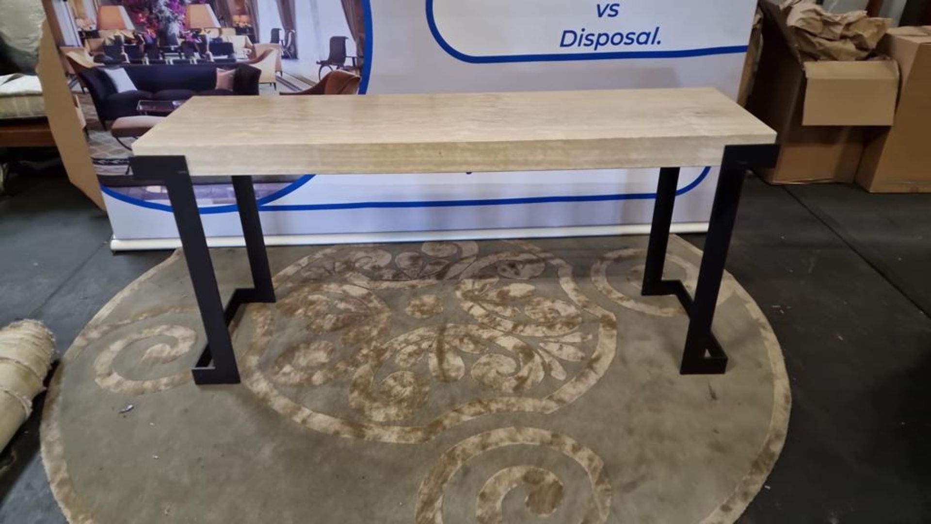 Cream Marble Top Console Table Boasting A Rectangular Shape With A Solid Marble Top Complimenting