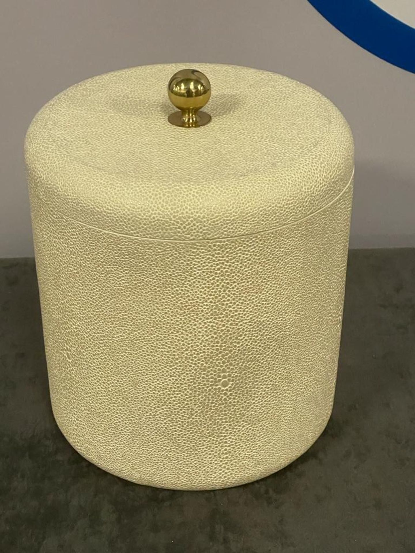 Aerin Shagreen Ice Bucket A Rounded, Stylish Ice Bucket Made Of Shagreen, With A Brass Knob On The