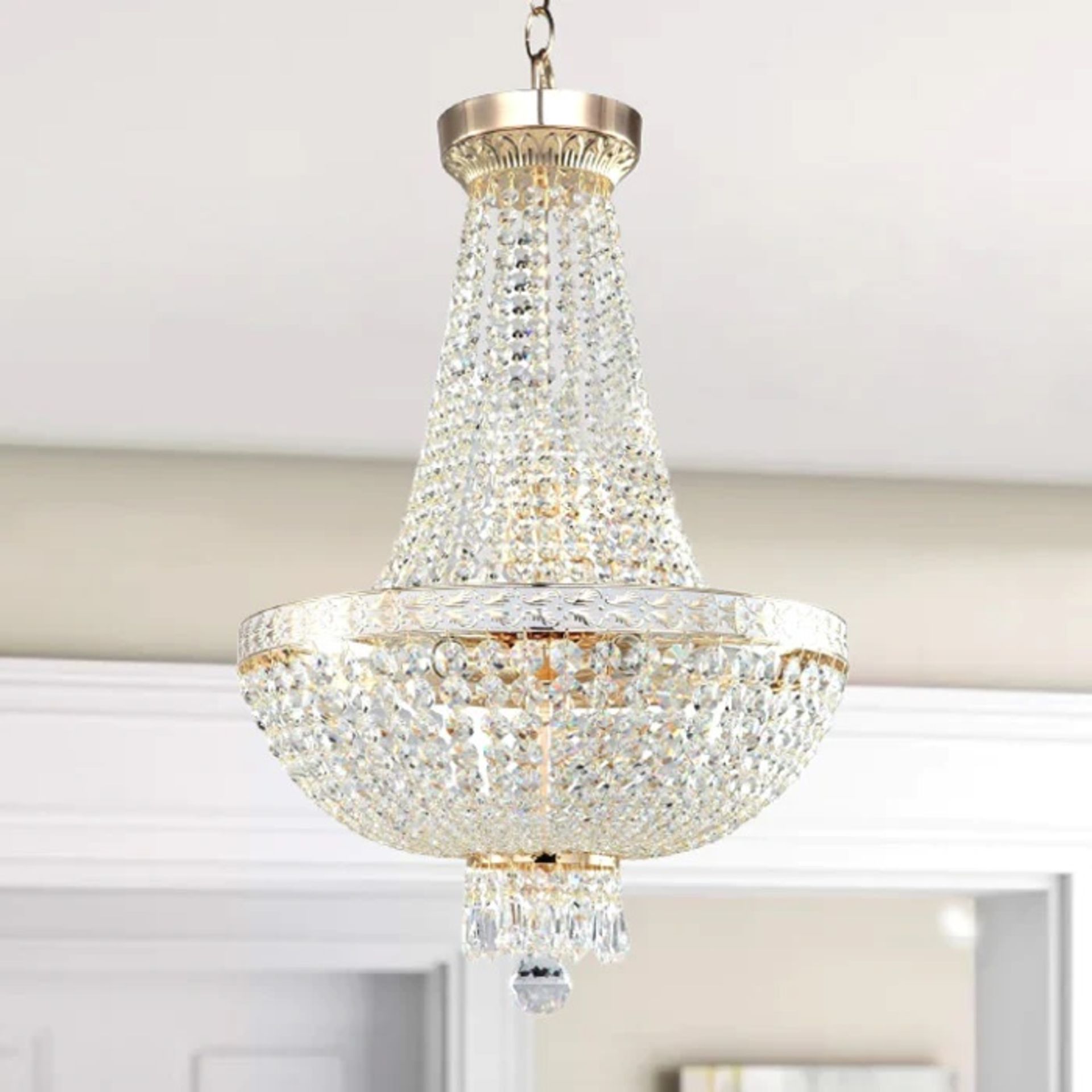 Empire Style Crystal Chandelier With A Height Maximum Of 170cm Featuring A Gold Plated Frame, - Image 2 of 2