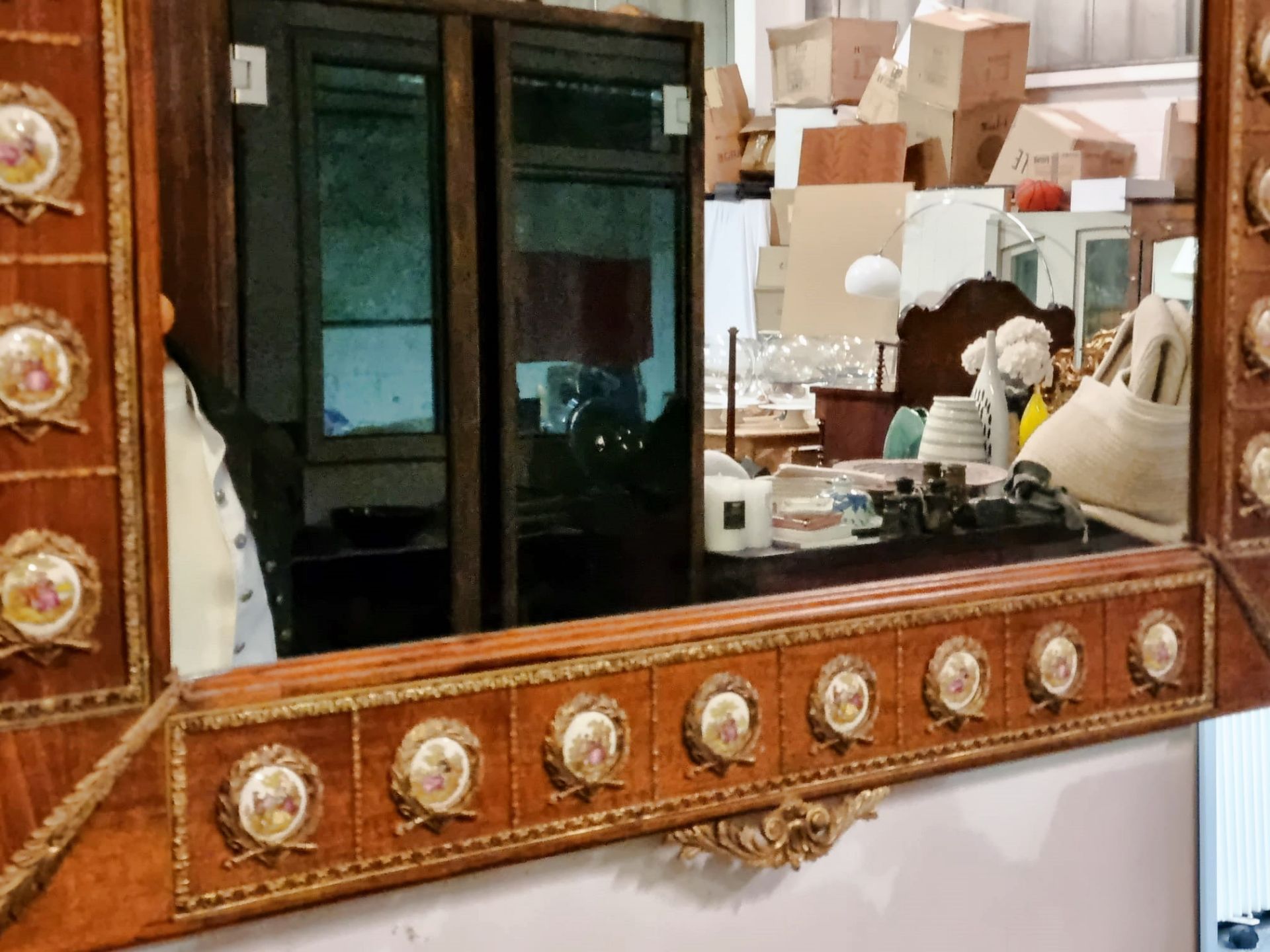 French Empire Style Mahogany Overmantel Mirror The Rectangular Plate Surmounted By A Ornate - Image 10 of 12