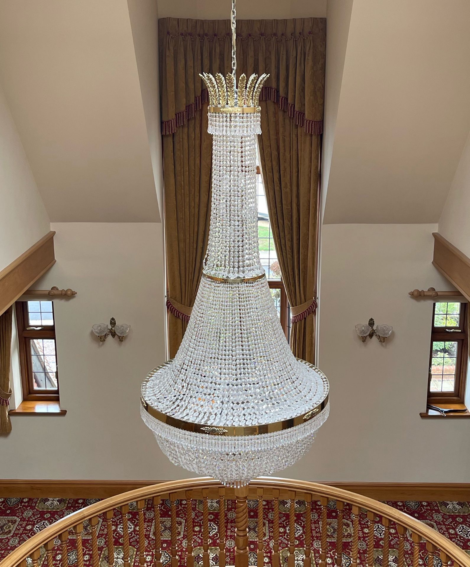 A Significant Lead Crystal Tent & Bag - Full Lead Crystal Chandelier A Fine Brushed Brass Tent And