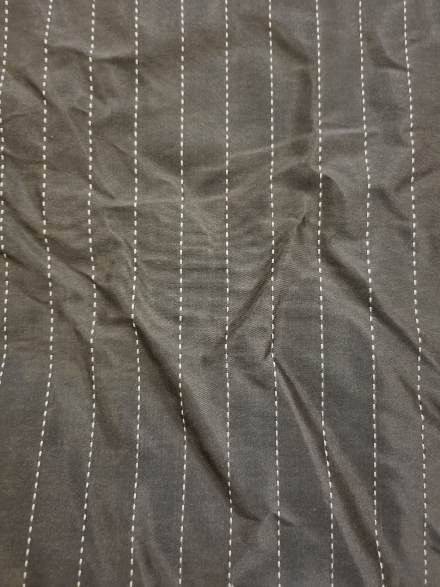 A pair of silk curtains brown with feint white stripe black lined 210 x 265cm ( width x drop) ( LOC: - Bild 3 aus 4