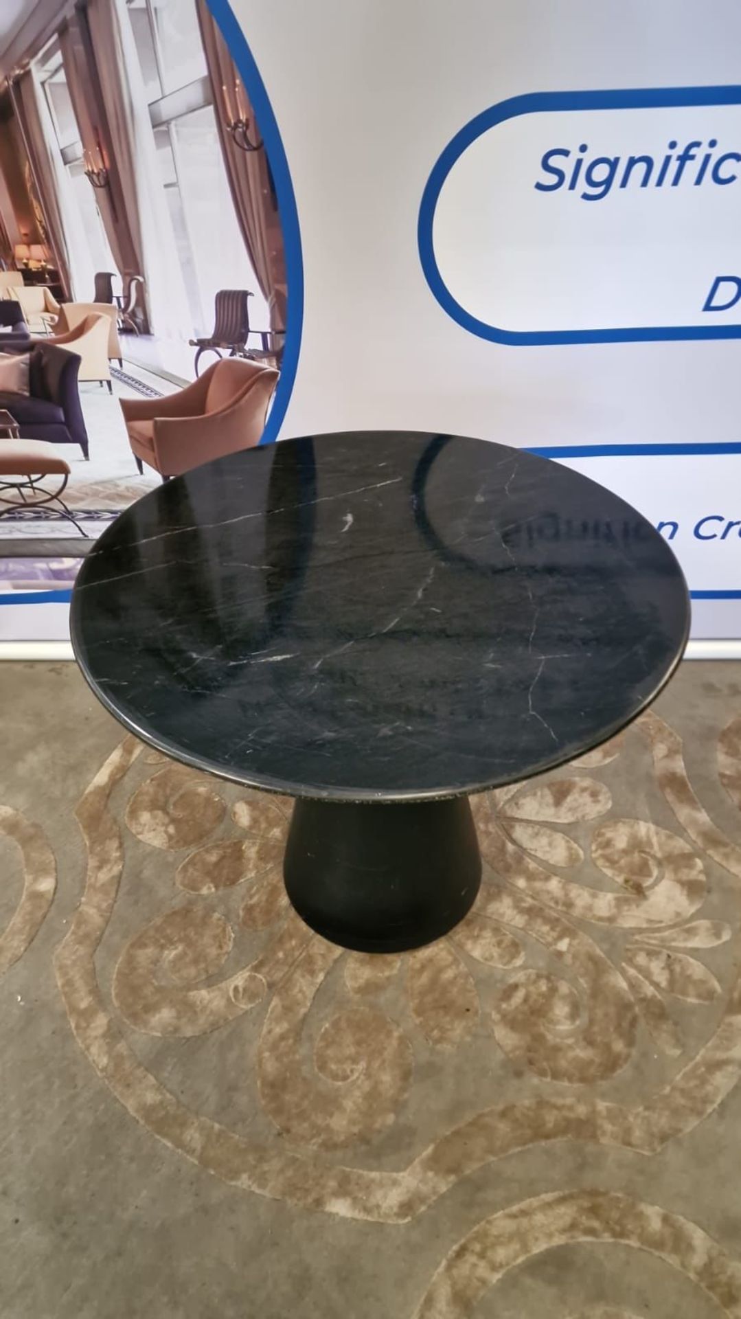 Marble Nero Marquina Round Dining Table With Brass Detail Round Base Is The Ultimate Expression Of - Image 2 of 3